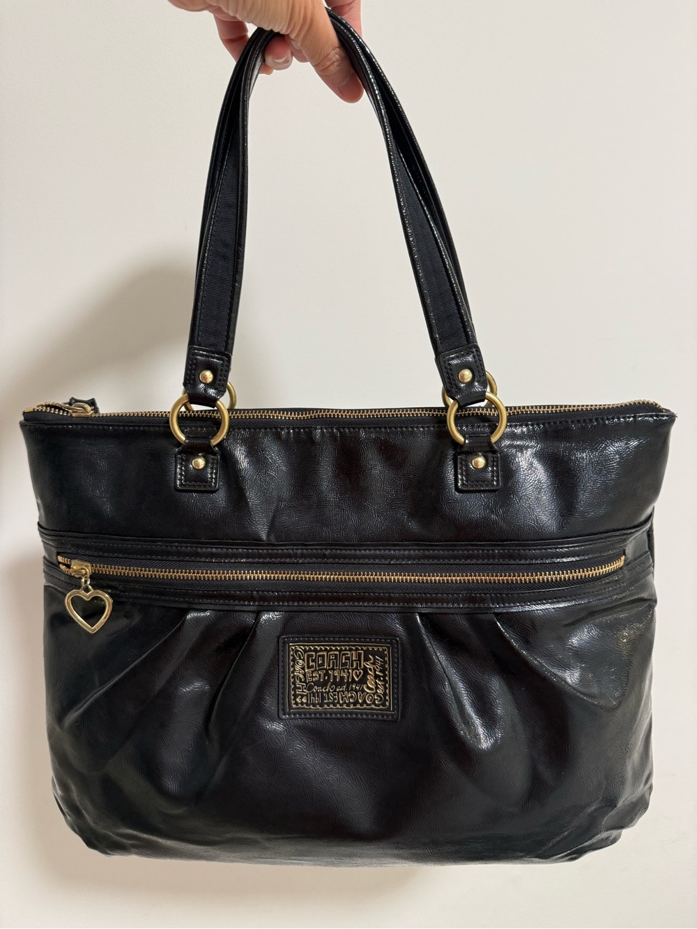Coach Poppy Black Shoulder Tote Bag
